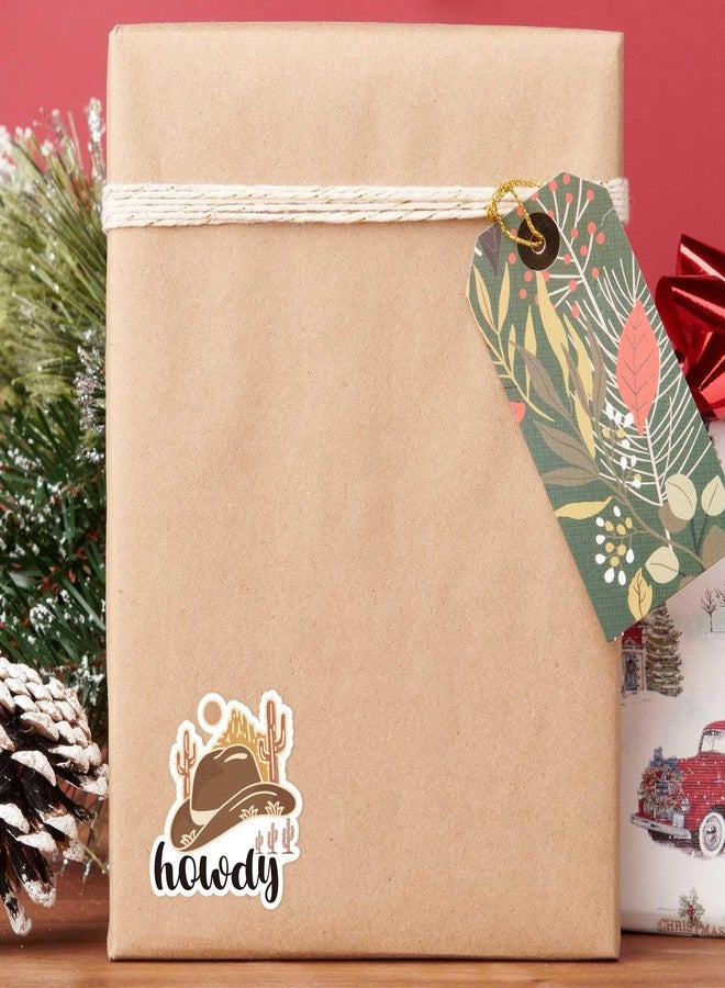 Bttwkco 500pcs Howdy Cowboy Hat Sticker Roll, Western Party Stuff, Wild Life Cowgirl, Happy Mail, Thank You - Western Theme - Image 3